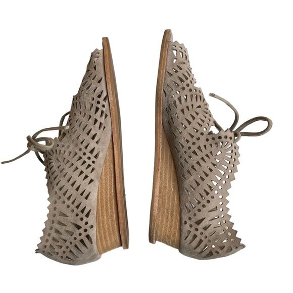 Jeffrey Campbell Espejo Suede Leather Low Wedge Lace Up Sandals Women’s Size 6.5 - Picture 6 of 13